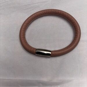 Brighton Woodstock Pink Sand Single Leather Bracelet with Silver Clasp